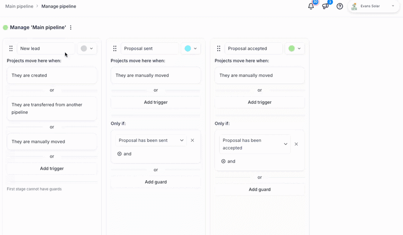 Custom colour picker for pipeline stages